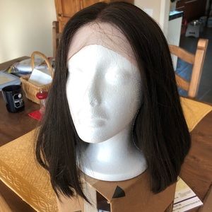 Lace Front Human Hair Blend Brown Bob - NWT